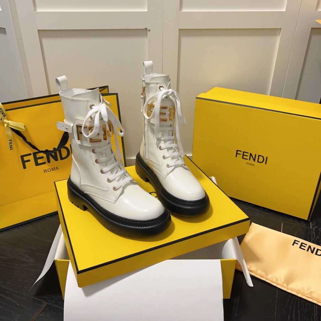 Fendi graphy Black leather biker boots shoe – Fibo3Addict