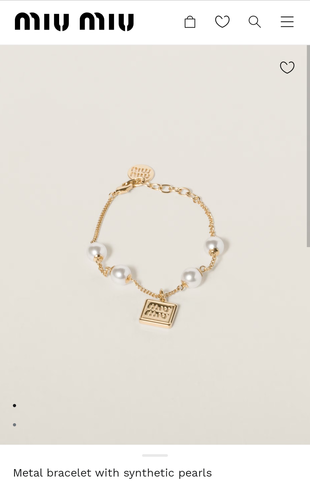 miu miu Metal bracelet with synthetic pearls