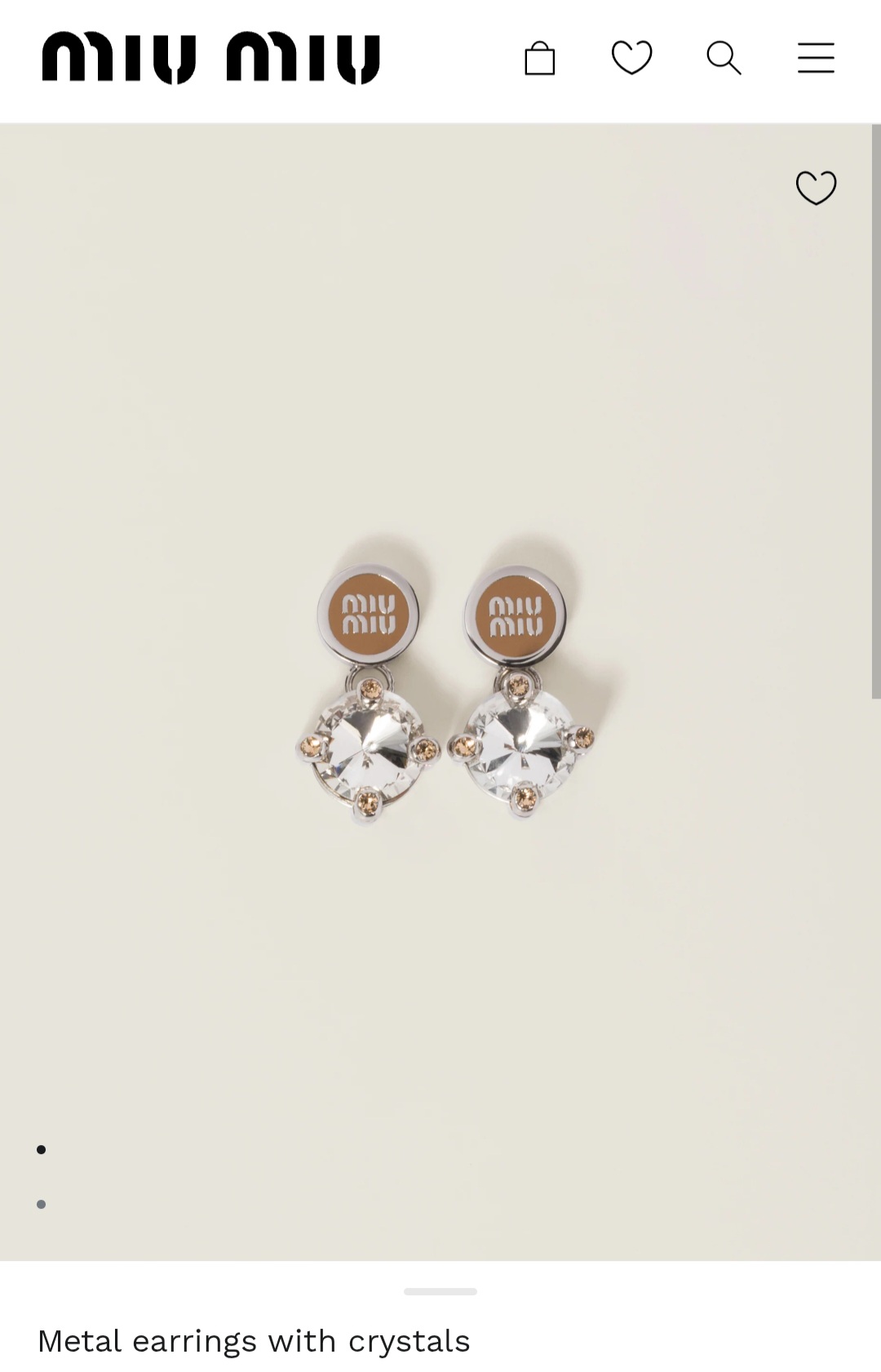 miu miu metal earrings with crystals