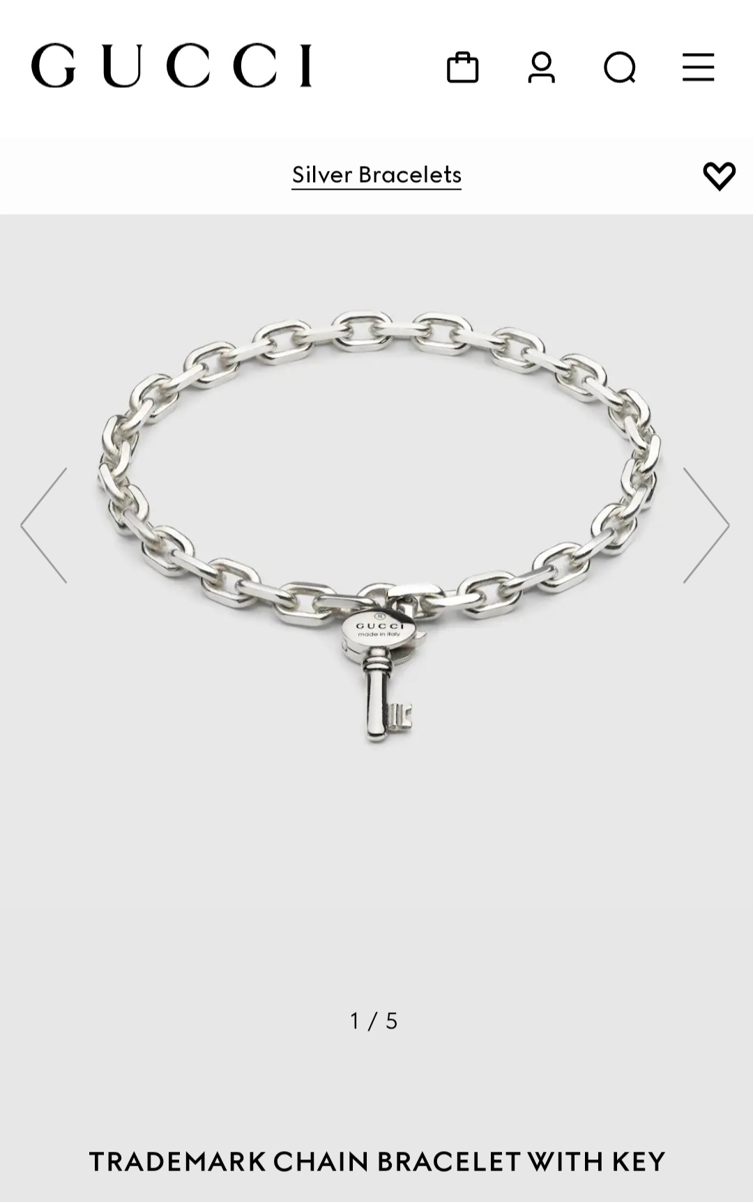 Gucci Trademark chain bracelet with key